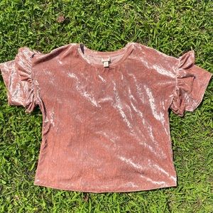 Velvet Pink Ruffle Top 💕